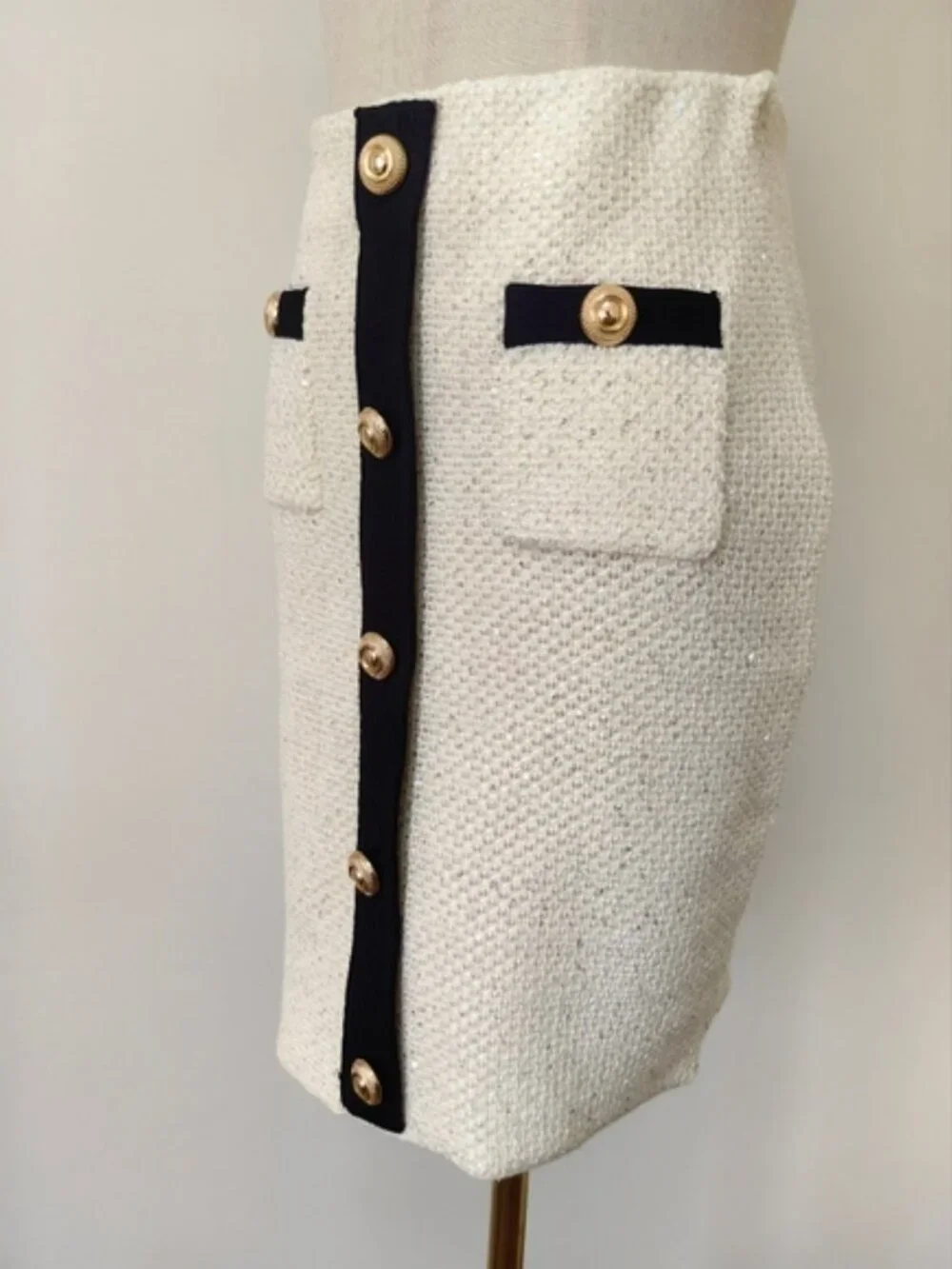 Self-portrait Sequined cotton blend bow cardigan With matching Mini Skirt - Picture 16 of 16